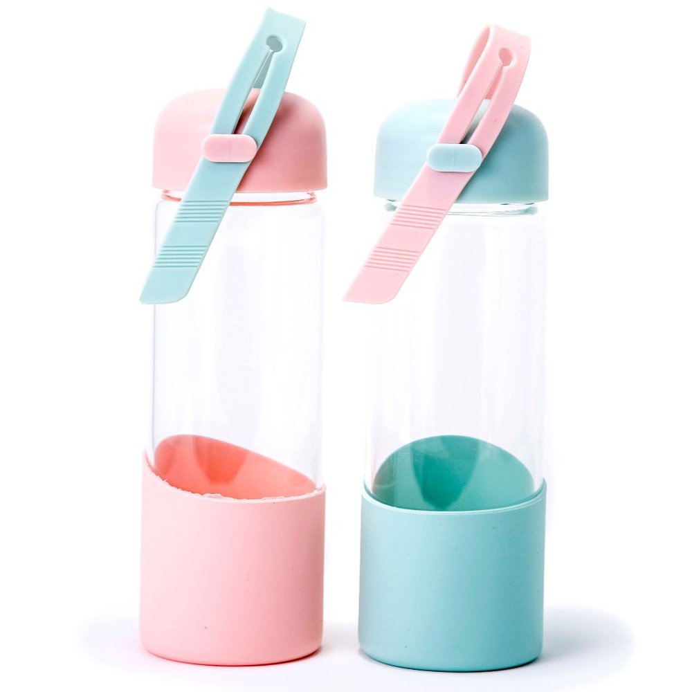 Glass tumbler with Silicone protective sleeve
